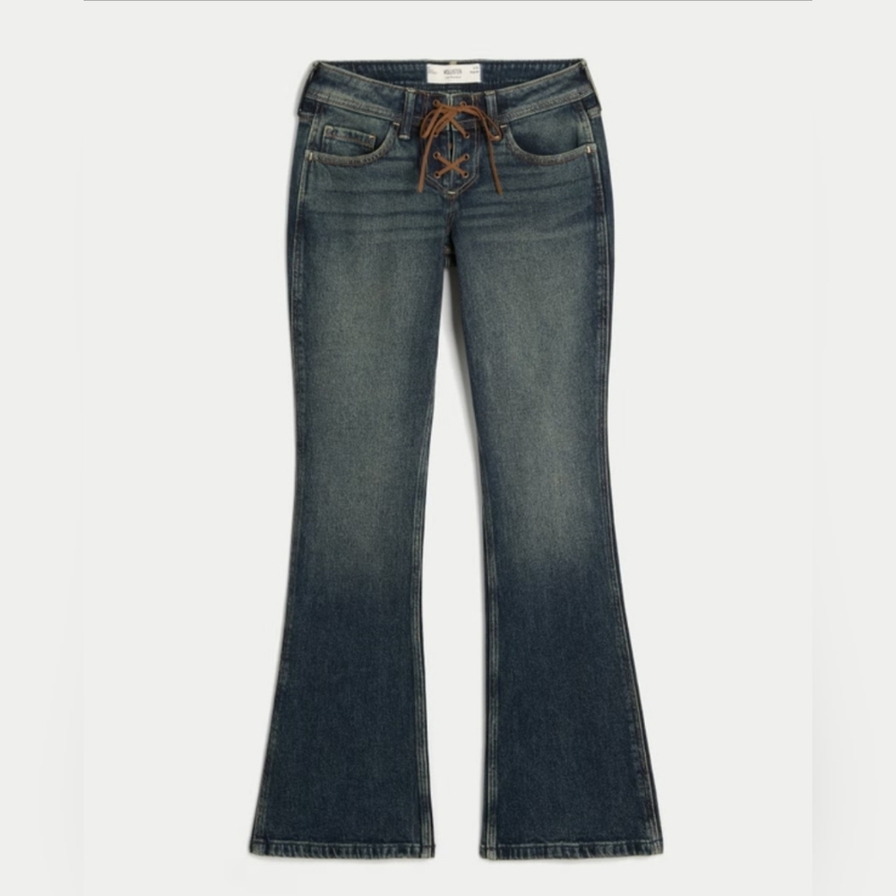 New Low-Rise Dark Wash Lace-Up Bootcut Jeans | Size 27 Regular (Size 4) Stretch